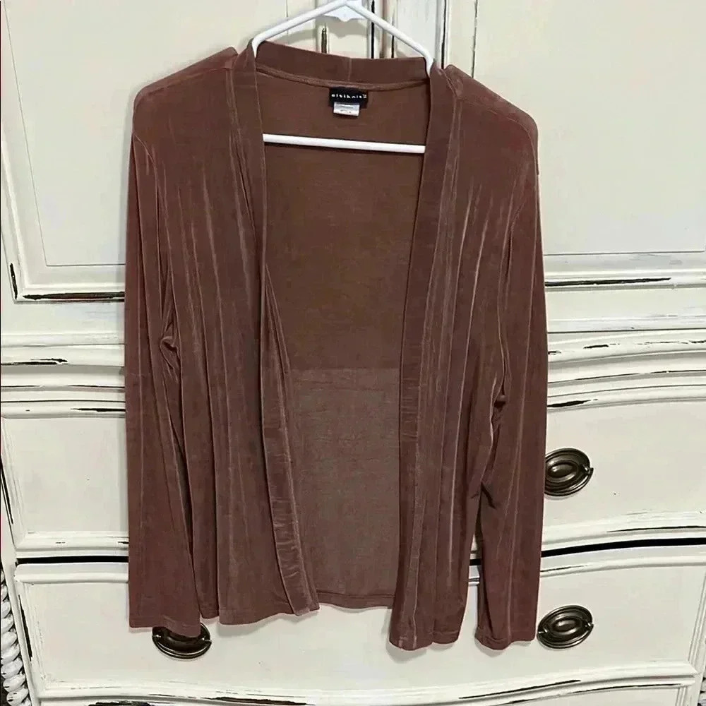 Citiknit Women's Mauve Open-Front Sweater